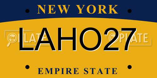 LAHO27 New York License Plate