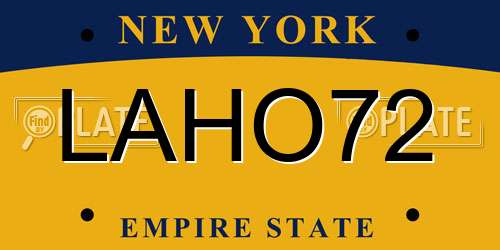 LAHO72 New York License Plate