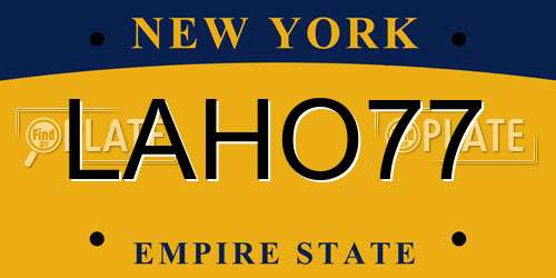 LAHO77 New York License Plate