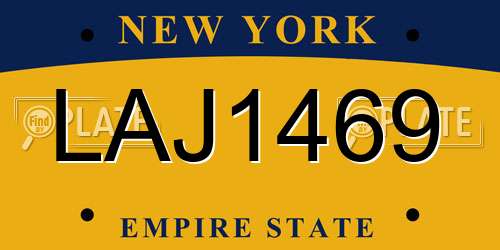 LAJ1469 New York License Plate