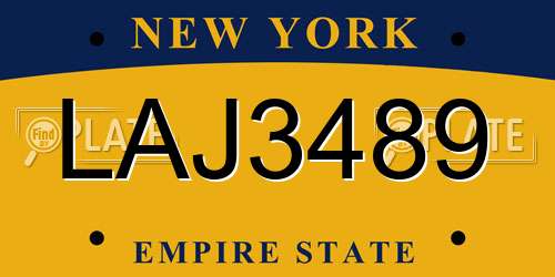 LAJ3489 New York License Plate