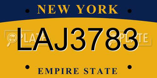 LAJ3783 New York License Plate