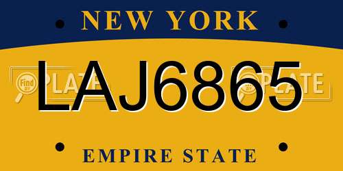 LAJ6865 New York License Plate