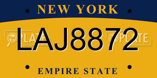 LAJ8872 New York License Plate