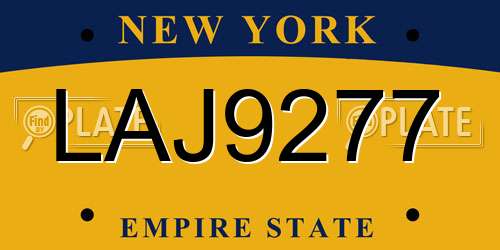 LAJ9277 New York License Plate