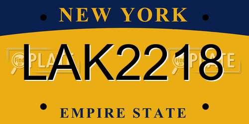 LAK2218 New York License Plate