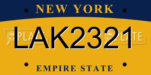 LAK2321 New York License Plate