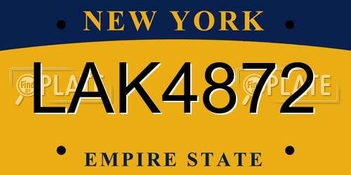 LAK4872 New York License Plate
