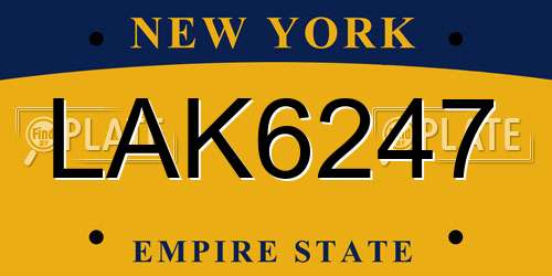 LAK6247 New York License Plate