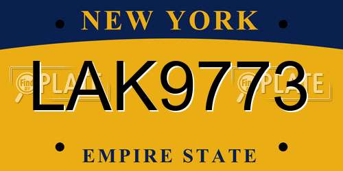 LAK9773 New York License Plate