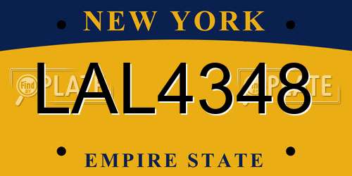LAL4348 New York License Plate