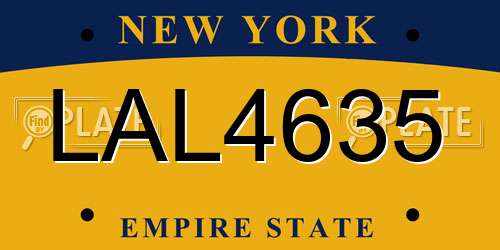 LAL4635 New York License Plate
