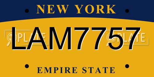 LAM7757 New York License Plate