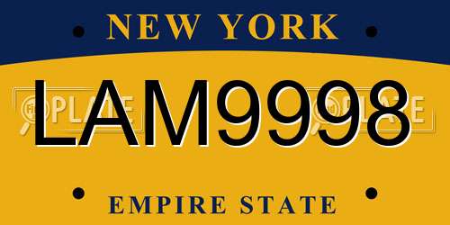 LAM9998 New York License Plate