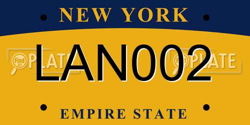 LAN002 New York License Plate