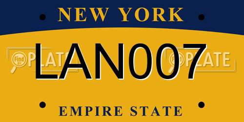 LAN007 New York License Plate