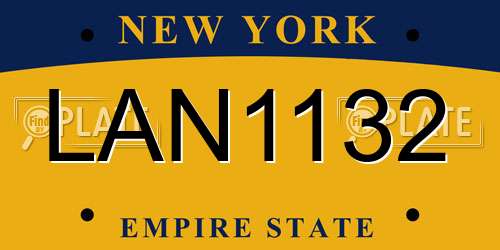 LAN1132 New York License Plate
