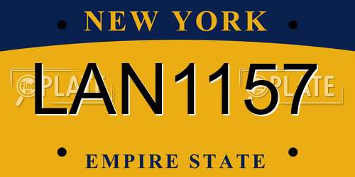 LAN1157 New York License Plate