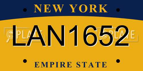 LAN1652 New York License Plate