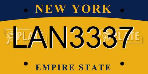 LAN3337 New York License Plate
