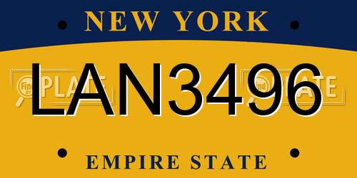 LAN3496 New York License Plate