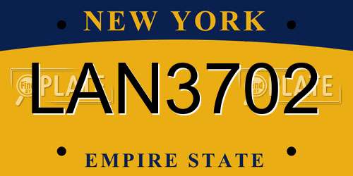 LAN3702 New York License Plate