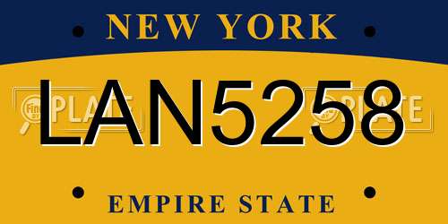 LAN5258 New York License Plate