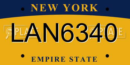 LAN6340 New York License Plate