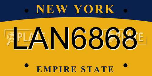 LAN6868 New York License Plate