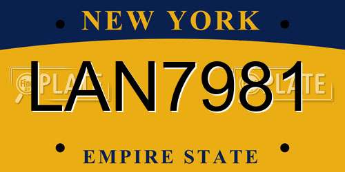LAN7981 New York License Plate