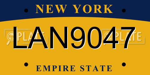 LAN9047 New York License Plate
