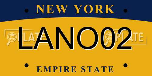 LANO02 New York License Plate