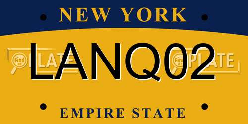 LANQ02 New York License Plate