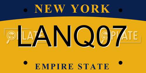LANQ07 New York License Plate