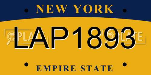LAP1893 New York License Plate