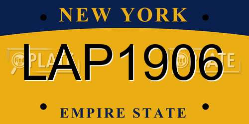 LAP1906 New York License Plate