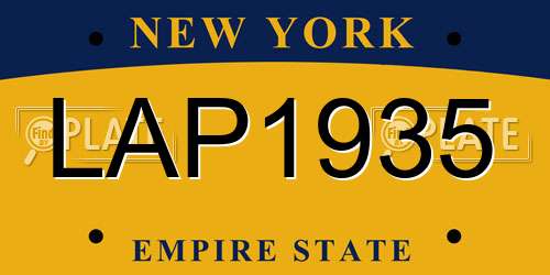 LAP1935 New York License Plate
