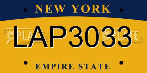 LAP3033 New York License Plate