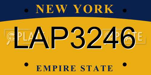 LAP3246 New York License Plate