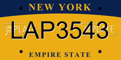 LAP3543 New York License Plate