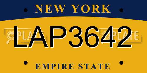 LAP3642 New York License Plate