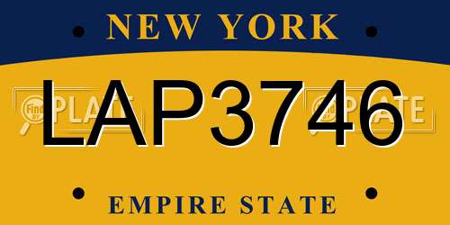LAP3746 New York License Plate