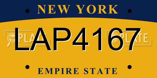 LAP4167 New York License Plate