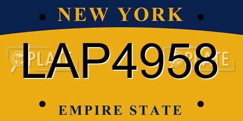 LAP4958 New York License Plate