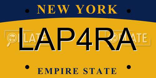LAP4RA New York License Plate