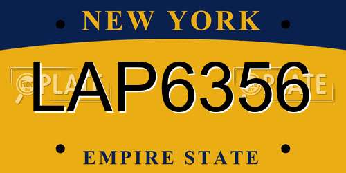 LAP6356 New York License Plate