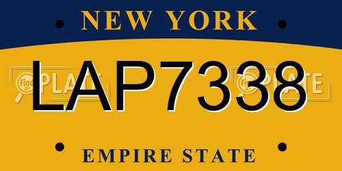 LAP7338 New York License Plate