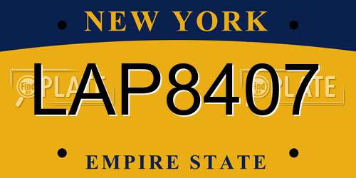 LAP8407 New York License Plate