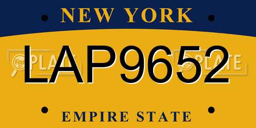 LAP9652 New York License Plate