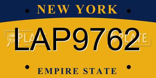LAP9762 New York License Plate